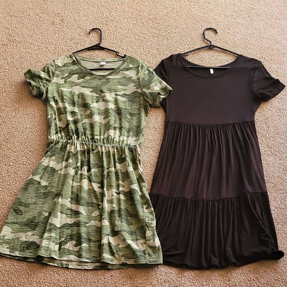 Womens, Medium Camouflage and Black Casual Dress Lot Of 2